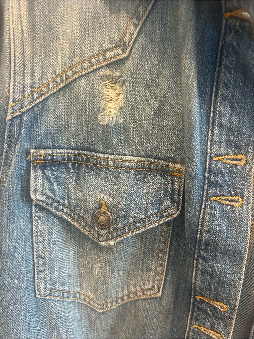 Free People Moon Child Faded Blue Distressed Denim Jacket Sz Small - Picture 11 of 13